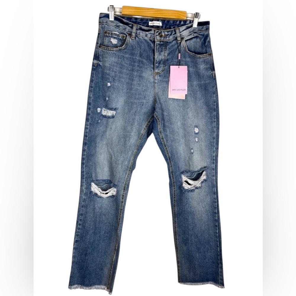 Avec Les Filles high rise button fly‎ boyfriend jeans size 29